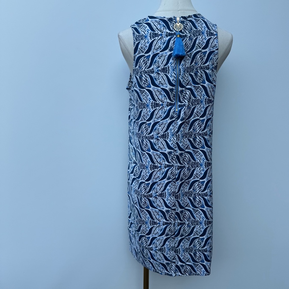 Lilly Pulitzer Blue and White V-Neck Mermaid Tail Print Dress Size 4 - Picture 12 of 15